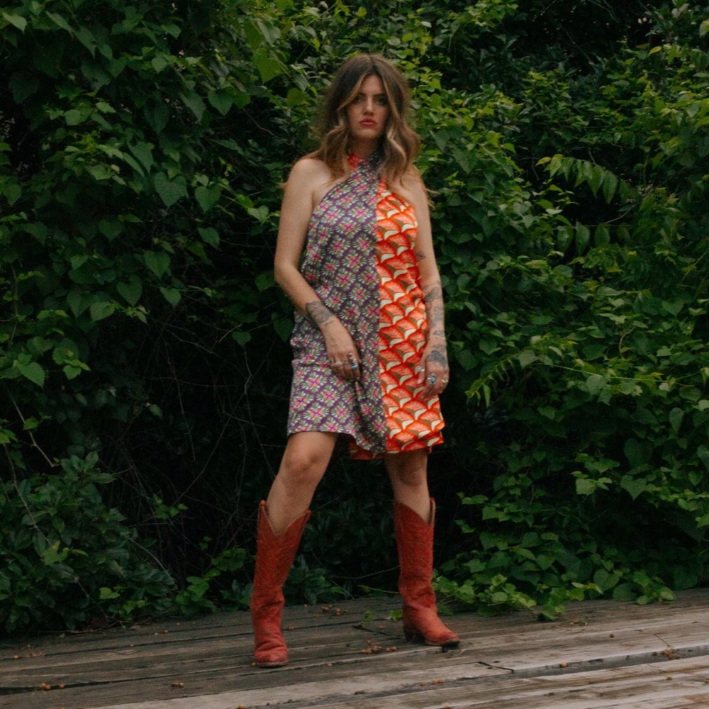 Woman-owned hand drawn Lane Split Tie Cross Dress